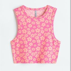 H&M Pink Floral Cropped Tank Top